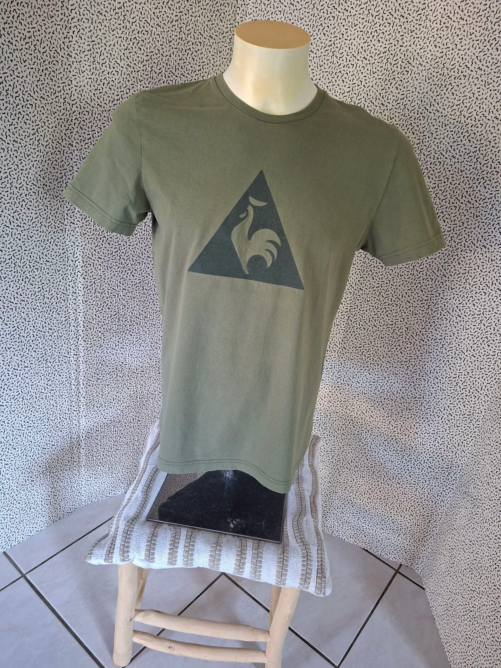Le Coq Sportif khaki logo t-shirt for men size M 100% cotton – photo 2